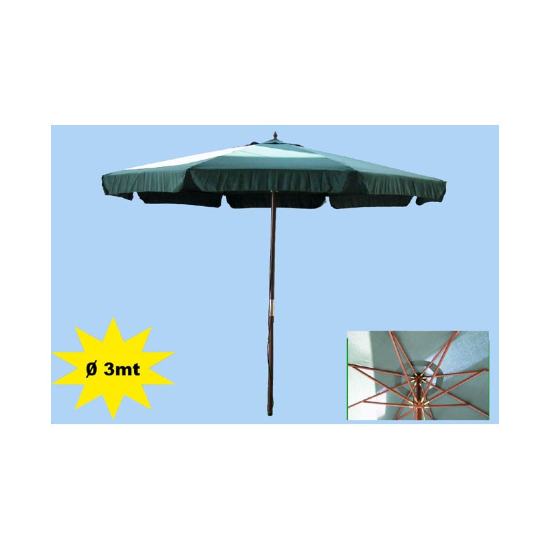 OMBR.LEGNO 3M TONDO TELO VERDE