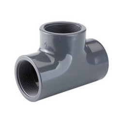 TEE PVC GRIGIO FILETTATO    3*