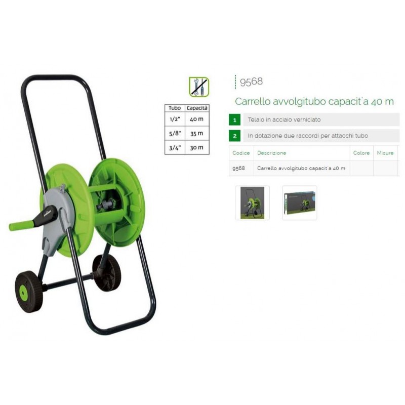 CARRELLO AVVOLGITUBO CAPACITA = 40MT 1/2