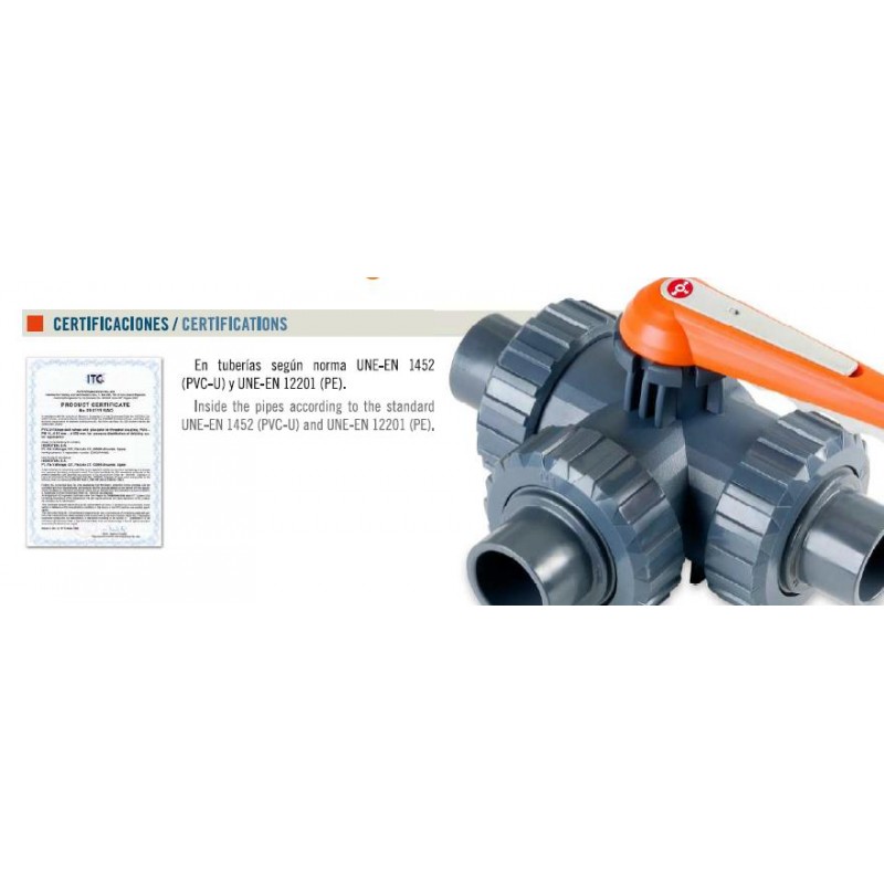 VALVOLA SFERA 3 VIE D32 PVC/VITON  SFERA L(ELLE)