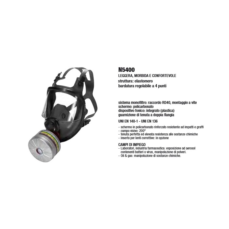 MASCHERA PIENO FACCIALE N5400 IN ELASTOMERO