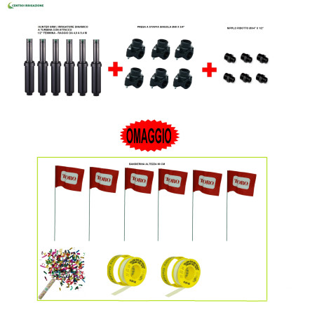 KIT IRRIGAZIONE HUNTER 6 POPUP+6 STAFFE +6 NIPPLES