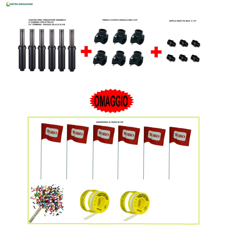 KIT IRRIGAZIONE HUNTER 6 POPUP+6 STAFFE +6 NIPPLES