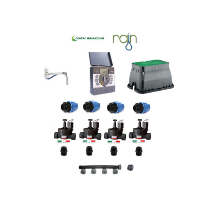 KIT IRRIGAZIONE RAIN 4 STAZIONI PROGRAMMATORE ELET