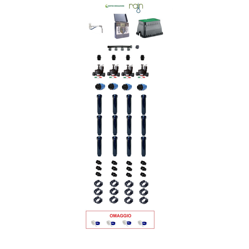 KIT IRRIGAZIONE COMPLETO RAIN 4STAZIONI PROGRAMMAT