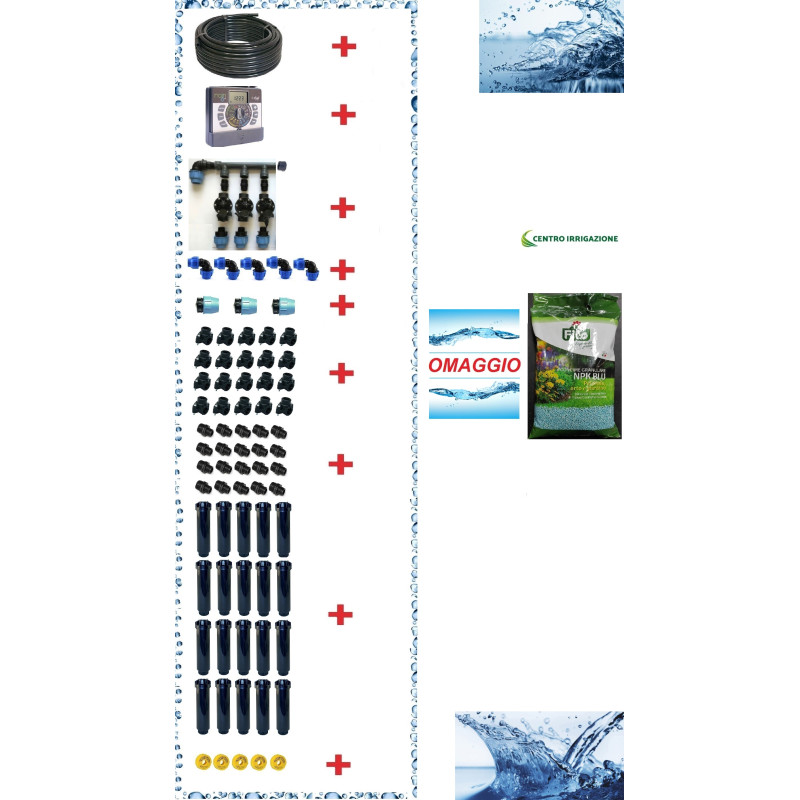 KIT IMPIANTO IRRIGAZIONE TOP COMPLETO 200MQ C.A.