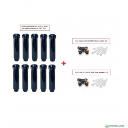 Kit X 10 Irrigatori Popup 10cm Rain S020-4+02 Ugello 12a+02 Ugello 17a Prato