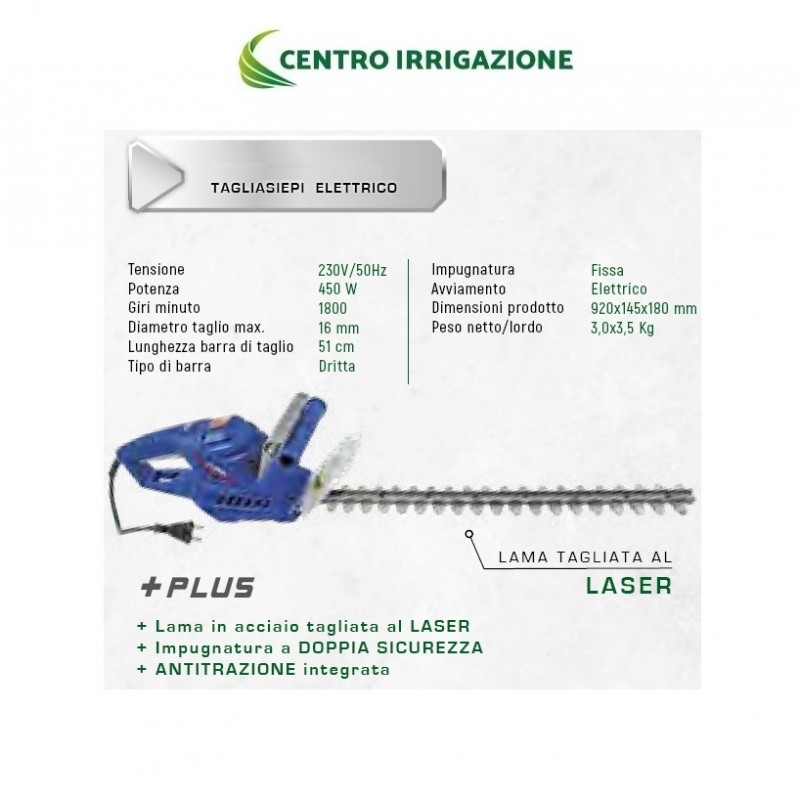 TAGLIASIEPI ELETTRICO 230V/50HZ 450W BARRA 51CM
