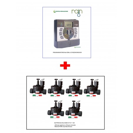 KIT IRRIGAZIONE RAIN 6STAZIONI + ELETTROVALVOLA 1