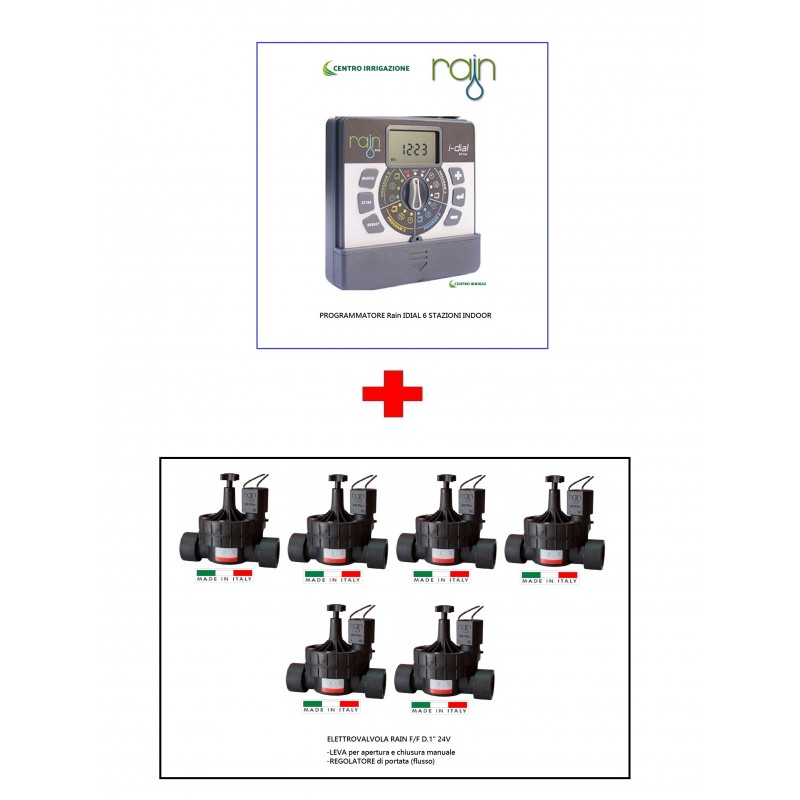 KIT IRRIGAZIONE RAIN 6STAZIONI + ELETTROVALVOLA 1