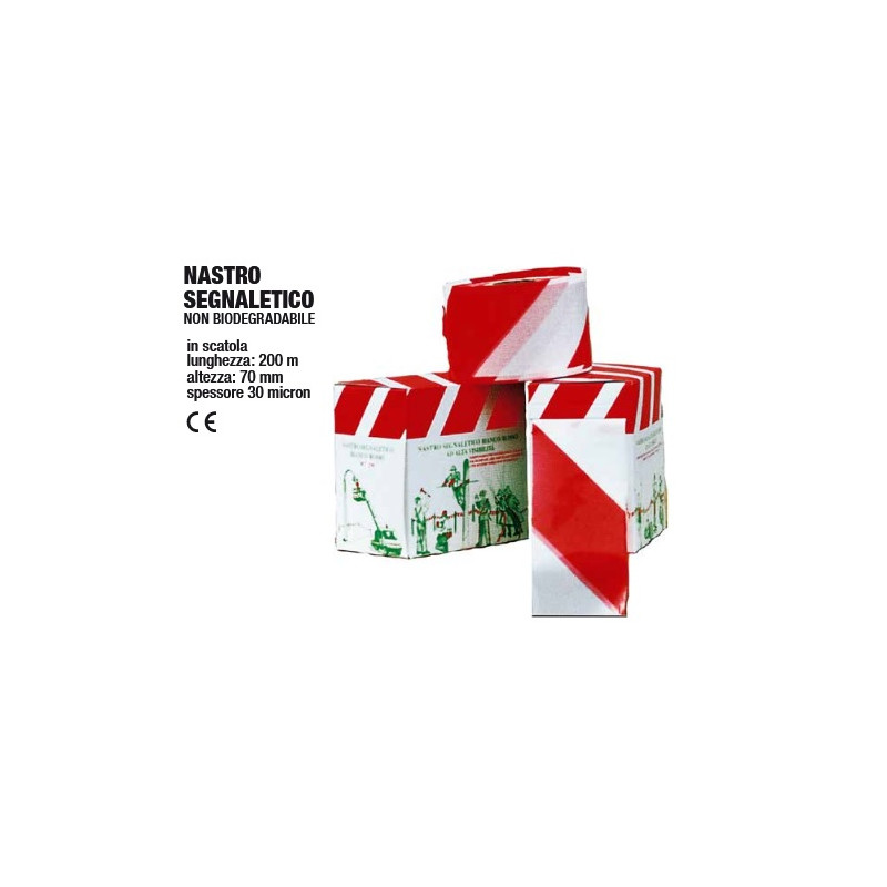 NASTRO SEGNALETICO/MT.200 BIAN/ROSSO*