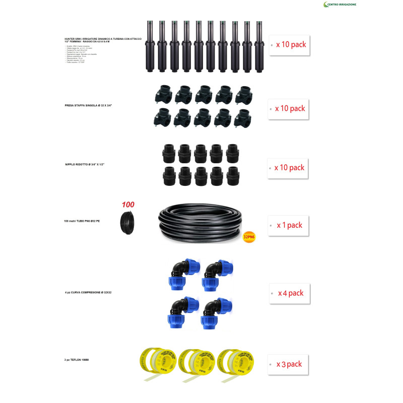 KIT HUNTER SRM POPUP TUBO PN6 32 IRRIGAZIONE PRATO