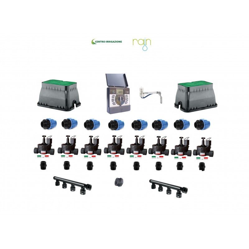KIT IRRIGAZIONE RAIN PLUS 8 STAZIONI PROGRAMMATORE