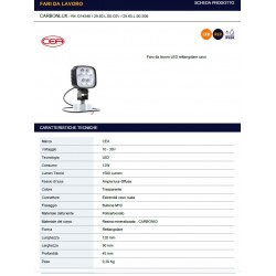 Faro A 6 Led Ovale 150x90 2000lm Ip69k C/cavo Lampeggiante Trattore Luce