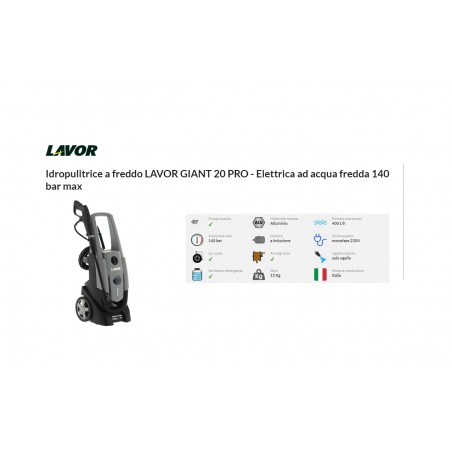 IDROPULIRICE GIANT 20PRO 140BAR MAX - 2100W MOTORE