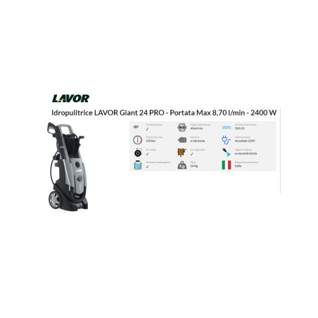 IDROPULIRICE GIANT 24 PRO 150BAR MAX - 2400W MOTOR