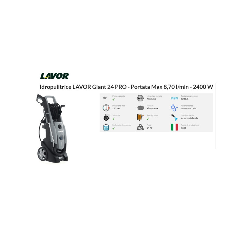 IDROPULIRICE GIANT 24 PRO 150BAR MAX - 2400W MOTOR