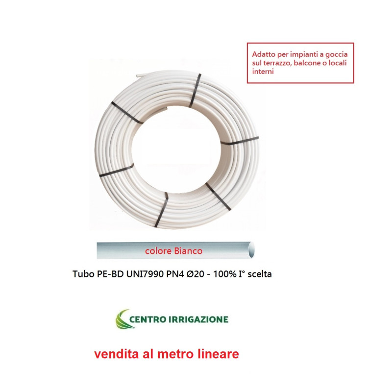 TUBO PN4 O 20 POLIETILENE COLORE BIANCO