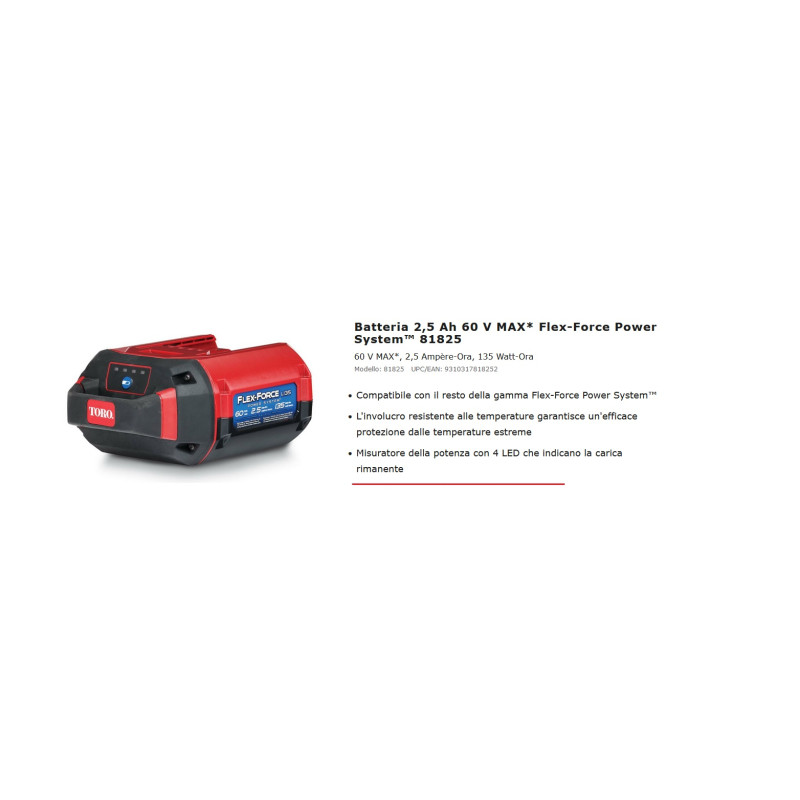 BATTERIA 60V - 2.5A TORO