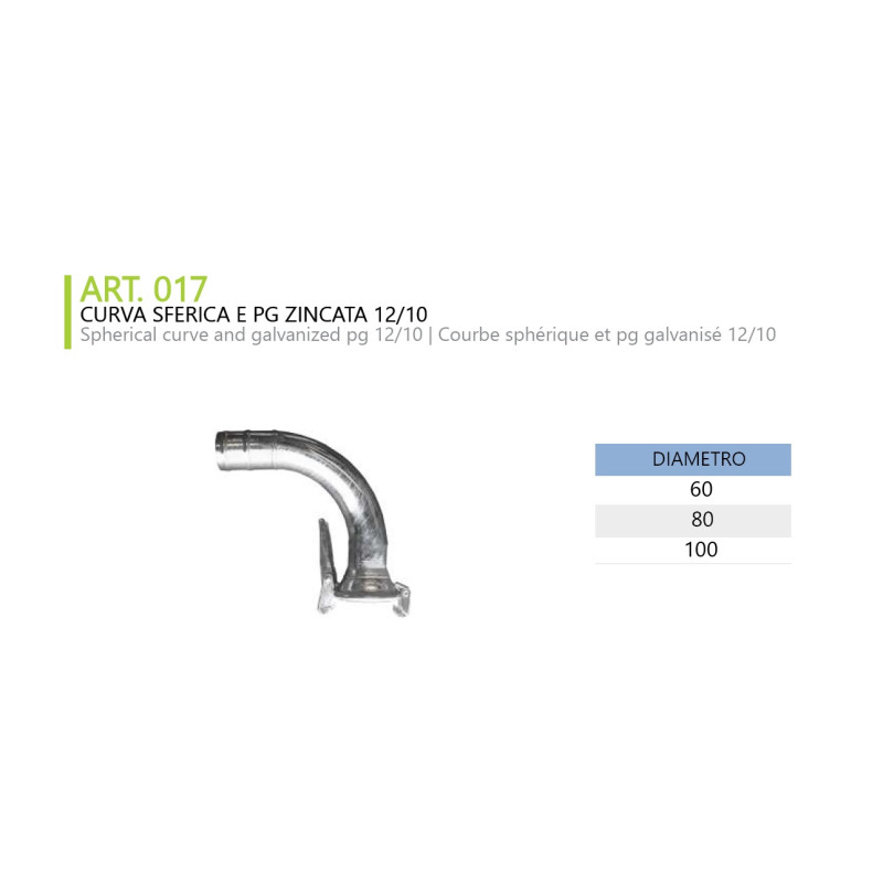 CURVA ZINCATA SFERICA MF X PG 90°   D.60