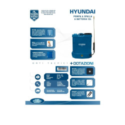 Pompa A Batteria Hyundai 12 Litri 12v 8ah + Batteria + Caricabatteria + Spallacci Imbotti Irrorazione Nebulizzazione