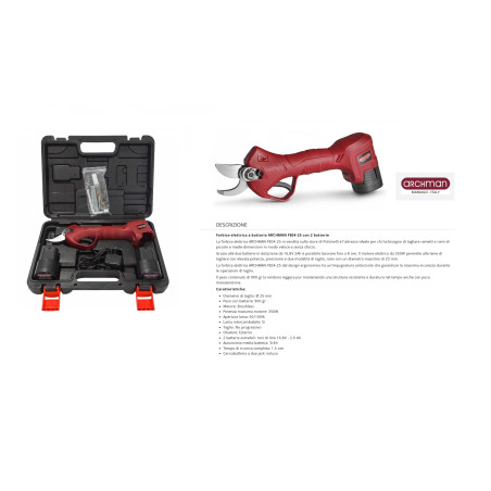 FORBICE A BATTERIA FE04-25 ARCHMAN 2BATTERIE+VAL