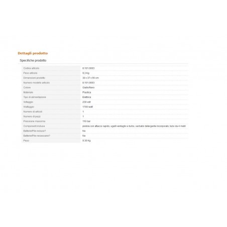 IDROPULITRICE RIDE 110 -110BAR -330/L/H -1700W