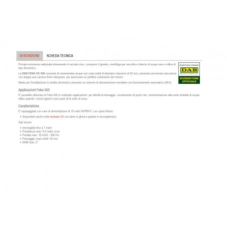 POMPA SOMMERSA X DRENAGGIO/FOGN.HP0.8 ACCIAO DAB