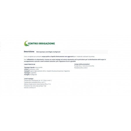 ELETTROPOMPA 4CRM80 230V 50HZ HP0,75 PEDROLLO INOX