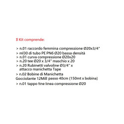KIT IMPIANTO IRRIGAZIONE COMPLETO MANICHETTA GOCC