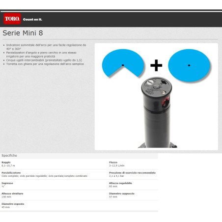 POP UP MINI8 TORO C/UGELLO PREMONTATO 1,5